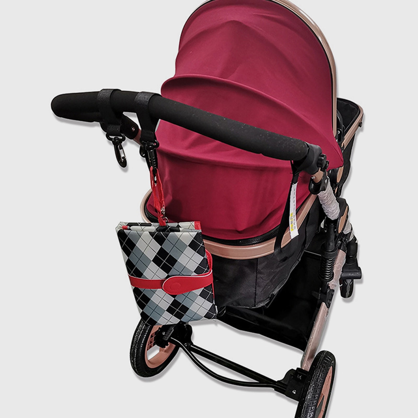 BESTYASH 4Pcs Baby Stroller Hooks Woven Tape Black Rotatable for ...