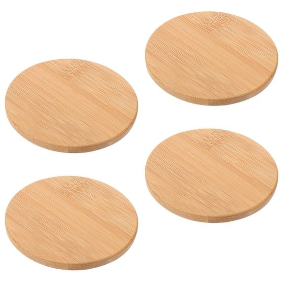 BESTYASH 4Pcs Bamboo Round Cup Lids Multi-Function Mug Covers with Fine Craftsmanship for Home Supplies