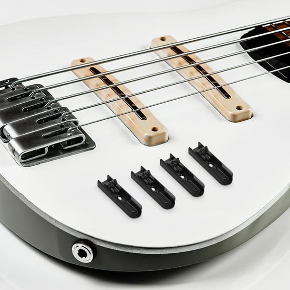 BESTYASH 4-Piece Bass Single Bridge Set Zinc Alloy Black for Hobbyists with Improved Stability and Enhanced Sound Quality