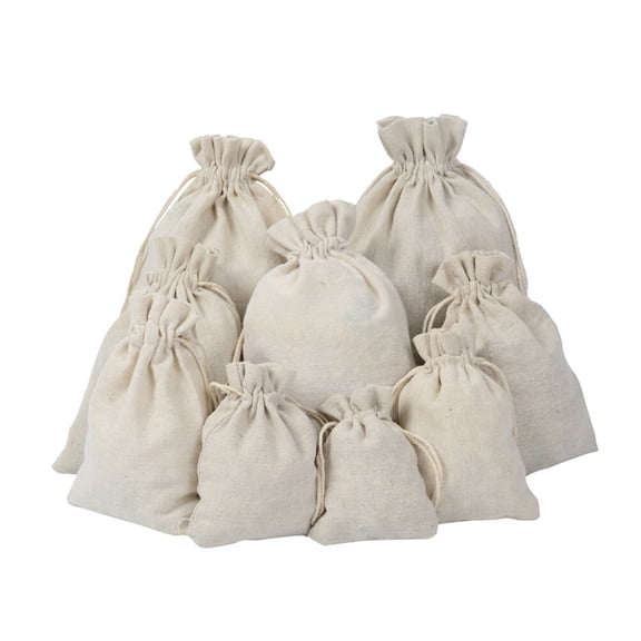 BESTYASH 4Pcs Beige Fragrance Bags with Textured Fabric and Drawstring for Lavender and Herbs