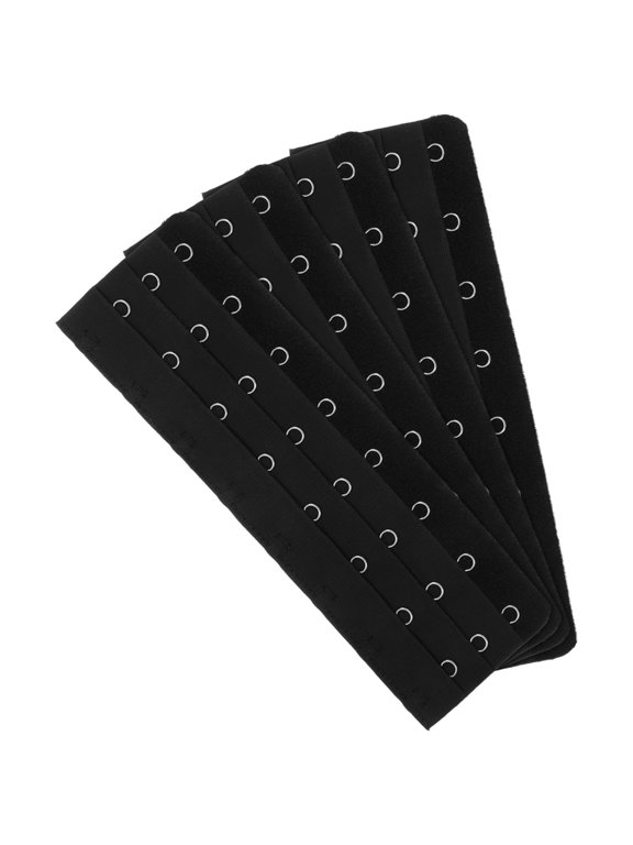 4-Pack Black Bra Back Extenders with Stainless Steel Hooks and Cotton for Comfortable Fit Replacement