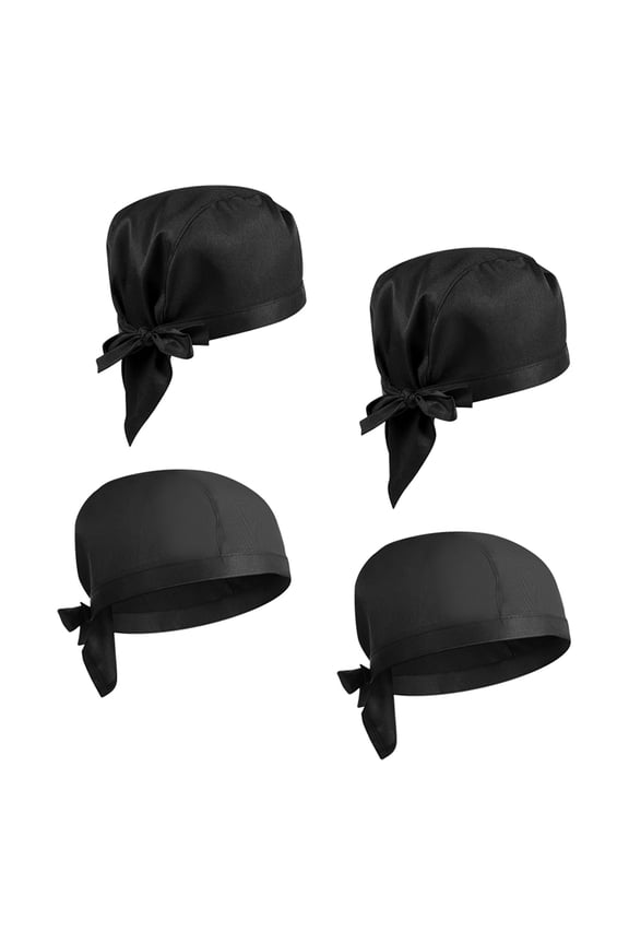 4Pcs Black Restaurant Cook Hats Damage Proof Breathable Chef Working Headwear
