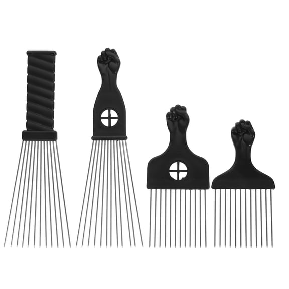 BESTYASH 4Pcs Black Stainless Steel Hair Styling Comb Pick for Easy Hair Detangling
