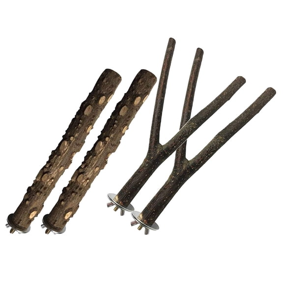 BESTYASH 4Pcs Coffee Parrot Perch Bird Stand Rod Bird Cage Mount Screw Fixation Bite Resistant