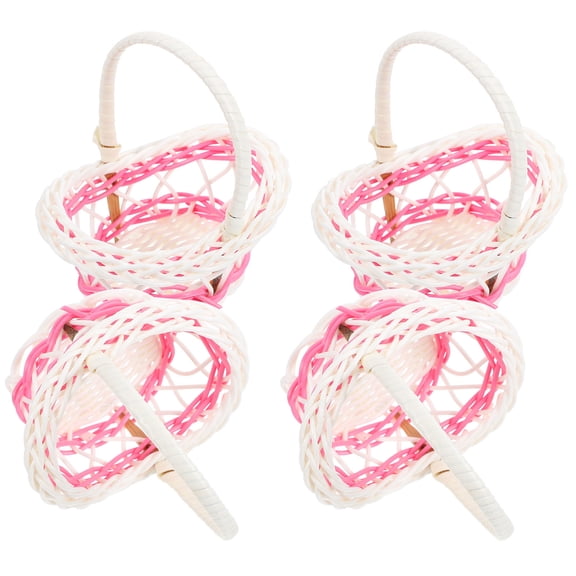 BESTYASH 4Pcs Decorative Mini Basket Plastic Storage Round for Women and Families