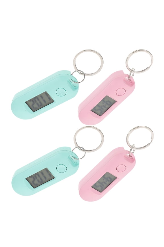 4Pcs Digital Watch Keychain with Silent Operation for Travel Lightweight Assorted Colors