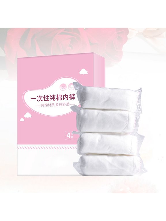 4-Pack White Disposable Cotton Panties Soft Breathable Briefs Ideal for Travel and Postpartum Care