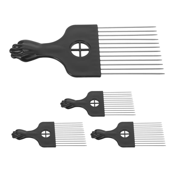 BESTYASH 4Pcs Durable Stainless Steel Afro Hair Pick Combs for Sculpting and Styling Thick Hair