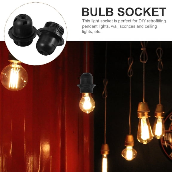 BESTYASH 4Pcs E27 Lamp Socket Replacement Black Bulb Holder for Home DIY Table Floor and Chandelier Lighting Fixtures