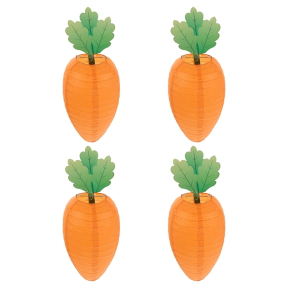 BESTYASH 4-Pack Easter Carrot Paper Lanterns Hanging Decorations for Spring Festival, Home, Party, and Outdoor Use