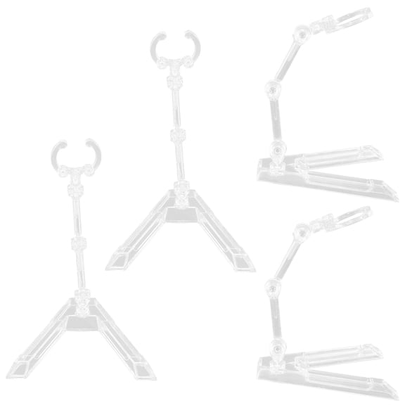 BESTYASH 4-Pack Transparent Plastic Display Stands with Stable Base, Easy to Assemble Figures Holder for Home and Retail Store