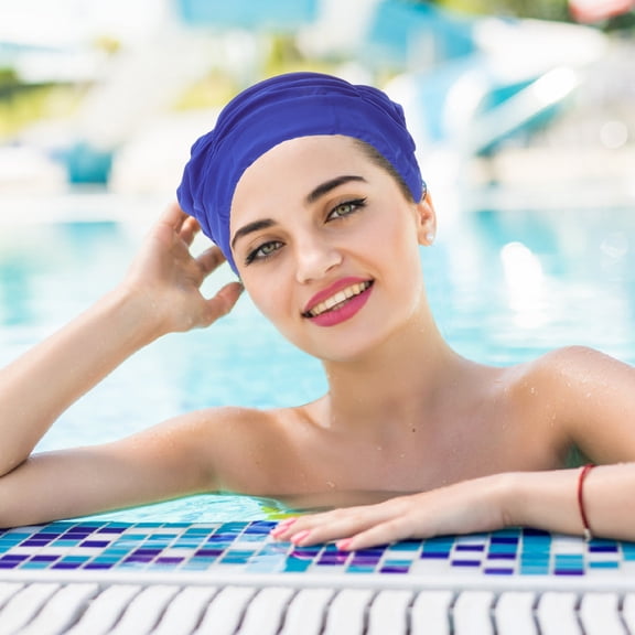 BESTYASH 4Pcs Elastic Swimming Cap Women Waterproof Nylon Fashion Style Headdress