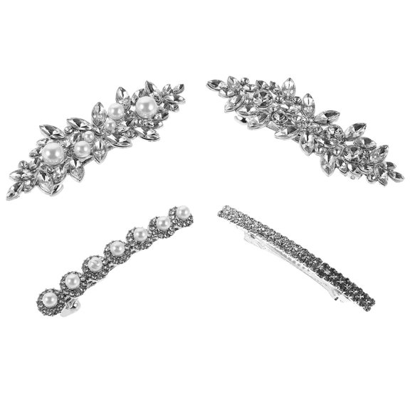 BESTYASH Elegant Wedding Hair Clips Set with Rhinestones and Faux , 4 Pieces for Bridal and Special Occasions