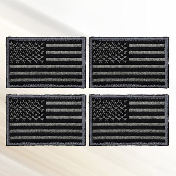 BESTYASH 4Pcs Flag Patch Dark Grey Adhesive Backing for Easy Application on Military Hats