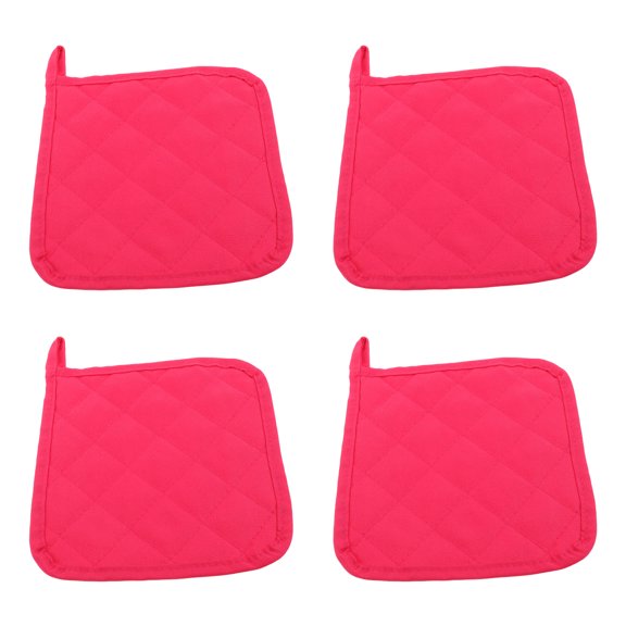 BESTYASH 4Pcs Foldable Rosy Square Pot Holders with Thermal Shielding for Oven and Cookware Protection