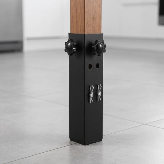 BESTYASH 4-Pack Black Folding Table Leg Risers with Dual Height Adjustment for Kitchen, Patio, and Outdoor Furniture