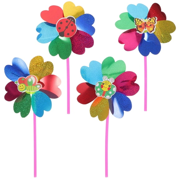 BESTYASH 4Pcs Garden Pinwheel Ornament with Assorted Colors for Outdoor Decoration