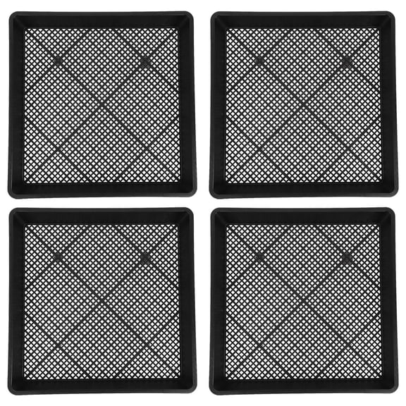 BESTYASH Gardening Tray PP Black for Kitchen Use - Dense Mesh, Healthy Root Development, Soil Reduction 4Pcs