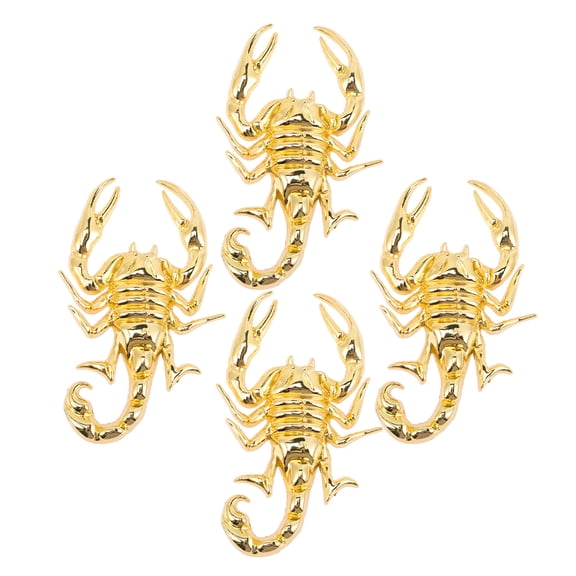 BESTYASH 4Pcs Golden Metal Scorpion Car Stickers 3D Car Decal for Automotive Exterior Decor