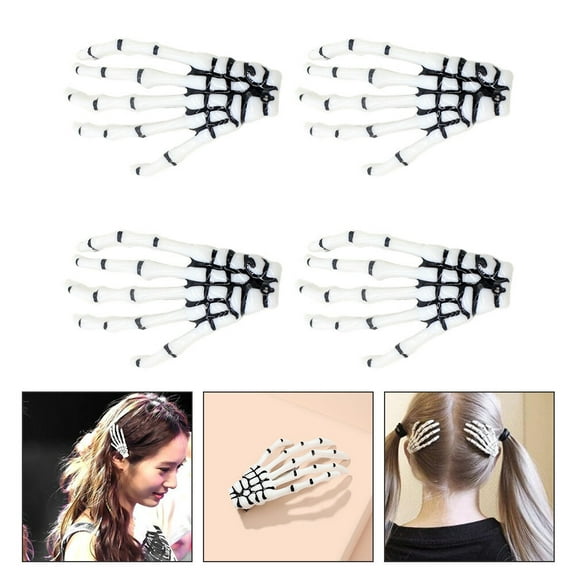 BESTYASH 4Pcs  Hair Claw Clip Plastic Hand Skeleton Hair Accessory for Adults