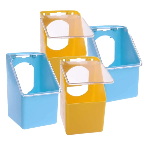 BESTYASH Clear Bird Cage Feeder PP Assorted Color Washable Reusable 4Pcs