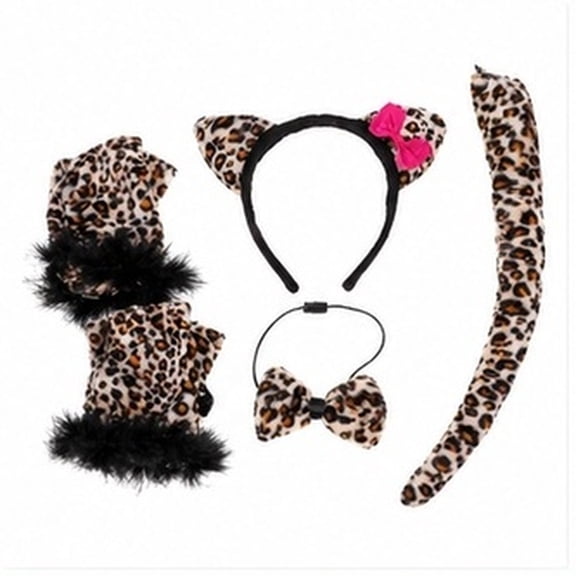 BESTYASH Chic Leopard Tail Set Cosplay Accessory for Costume Parties 4Pcs