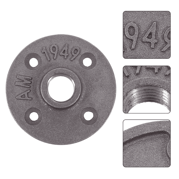 BESTYASH 4Pcs Malleable Iron Floor Flange with Four Holes for Home Furniture Decor