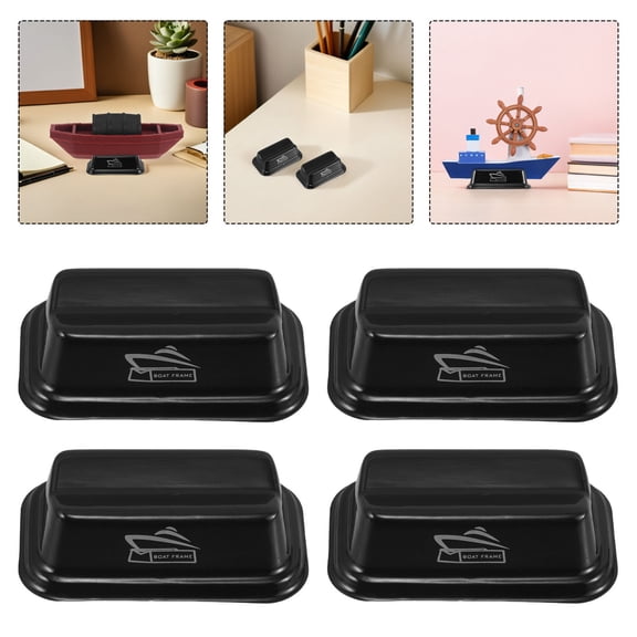 BESTYASH 4Pcs Matte Finish Black Model Boat Display Pedestal for Stable Desktop Showcases
