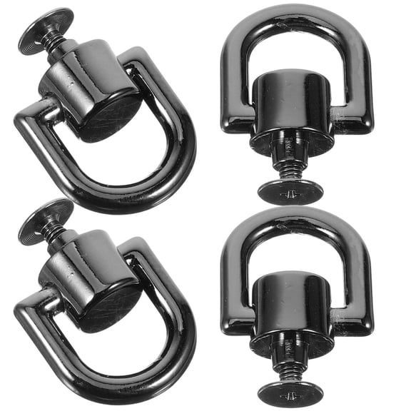 BESTYASH 4Pcs Metal D Rings with Rivet Screws for Purse Hardware Craft Fasteners Black