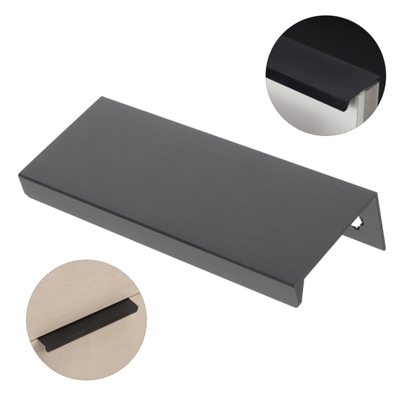 BESTYASH 4Pcs Metal Door Pull Bar Black Aluminum Alloy Invisible Finger Pull Handle for Home Furniture