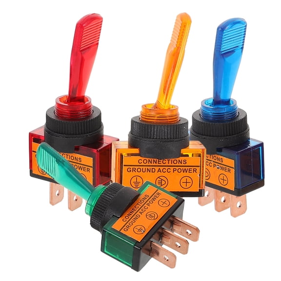 BESTYASH LED Lighted Toggle Switches Assorted Color for Automotive Use 4Pcs