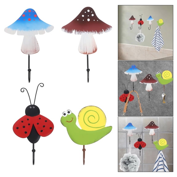 BESTYASH 4Pcs Multifunctional Metal Wall Hooks for Hanging Keys Coats Hats with Easy Installation