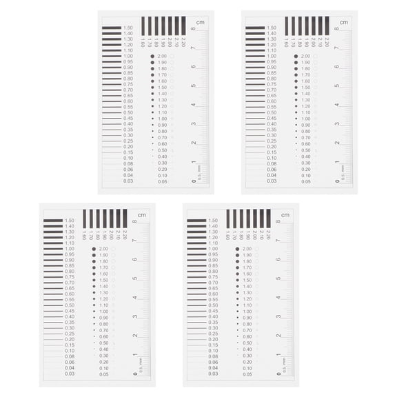 BESTYASH 4Pcs Multifunctional Transparent Flaw Detection Ruler for Diameter and Line Width Measurement in Industry