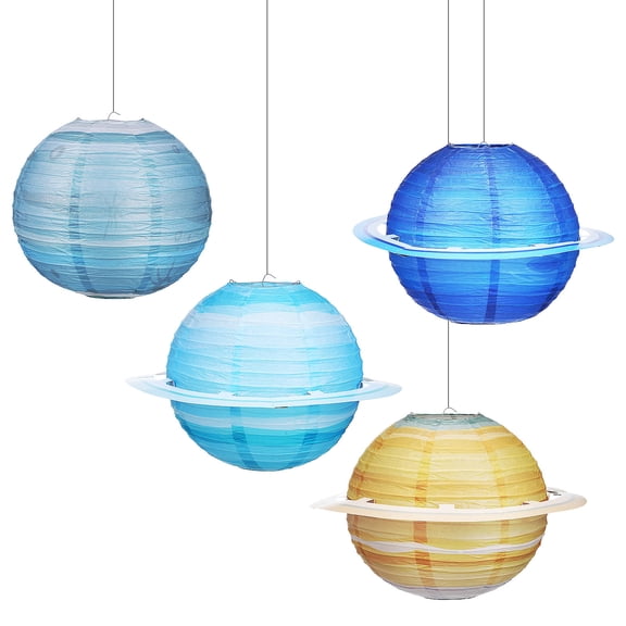 BESTYASH 4Pcs Outer Space Party Decorations Assorted Color Paper Lanterns for Indoor Hanging Decor