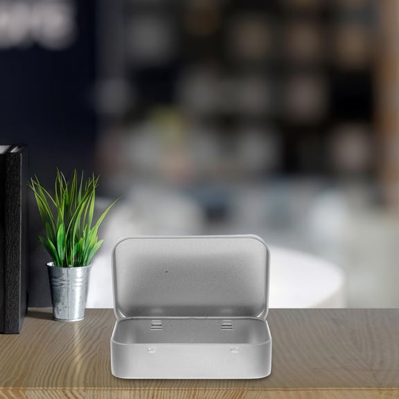 BESTYASH 4Pcs Plated Silver Metal Boxes with Hinged Lids Tinplate Storage Containers for Organizing Small Items