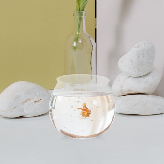 BESTYASH 4Pcs Portable Clear Plastic Fish Bowl Tank Lightweight Fish Aquarium for Desktop Use