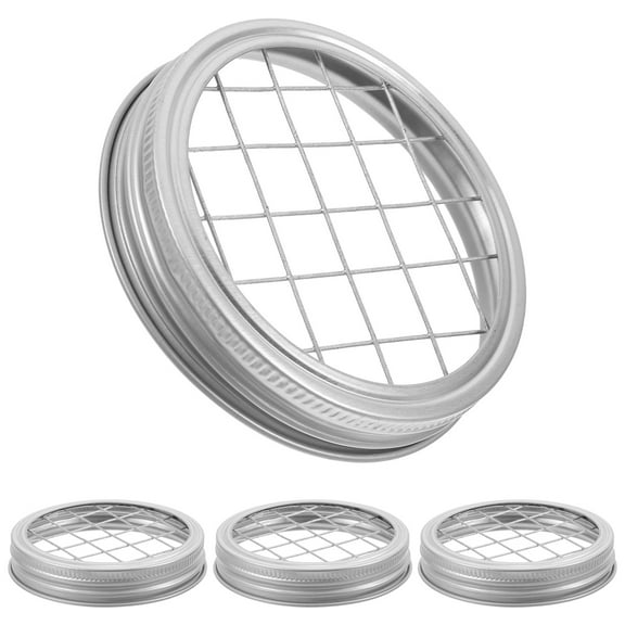 BESTYASH 4Pcs Portable Stainless Steel Flower Frog Jar Lids with Insert Grid for Wide Mouth Jars