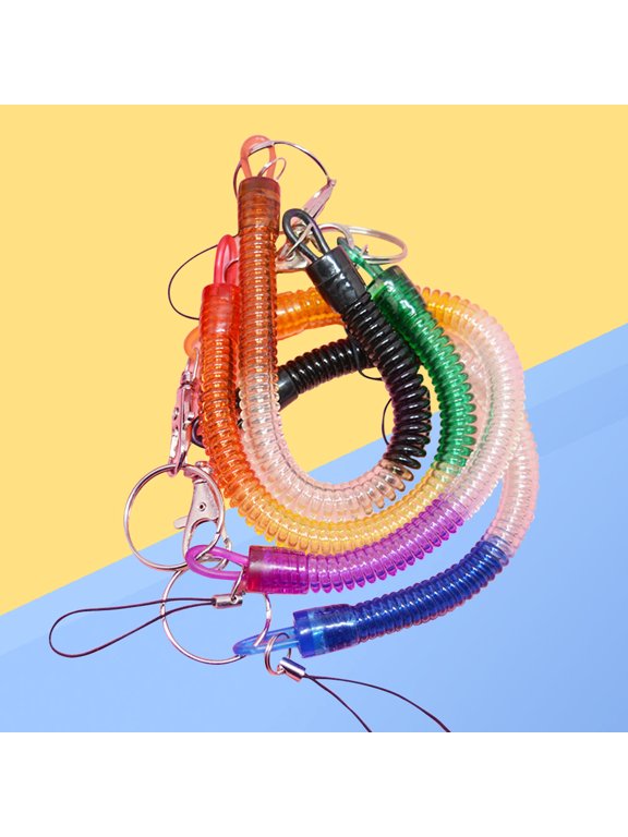 4pcs Flexible Spring Coil Keychain with Clip, Elastic Anti Lost Cord