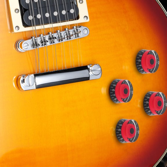 BESTYASH 4Pcs Red Acrylic Guitar Knobs Compatible with Shaft Import Concentric Pots