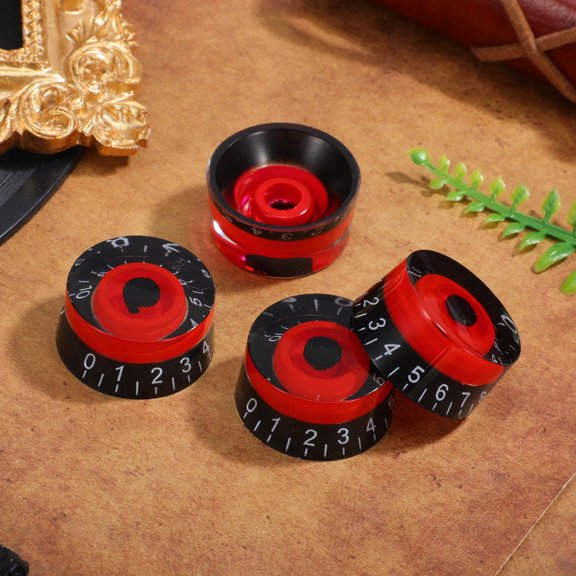 BESTYASH 4Pcs Red Acrylic Guitar Knobs for Effect Pedal and Amplifier Control Shaft Fit