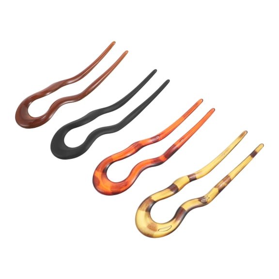 BESTYASH 4Pcs U Shape Hairpin Set Vintage Leopard Print Hair Clips Stylish Minimalist Updo