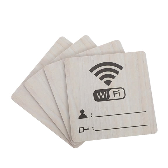 BESTYASH 4Pcs Reusable Wooden WiFi Password Signs with Lines for Restaurant Cafe Guest Rooms and Hotels