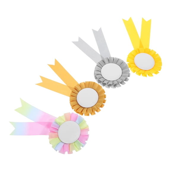 BESTYASH 4-Pack Birthday Badge Ribbons Plastic Wall Decorations Multi-Color for Science Fair, , and Party