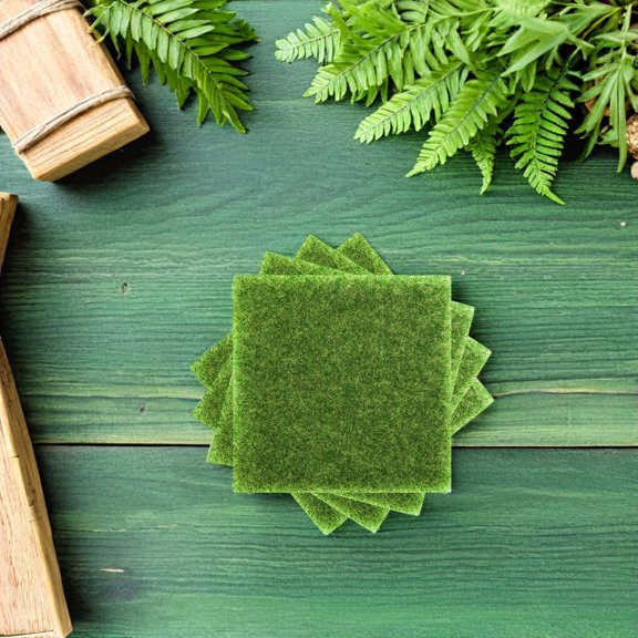 BESTYASH 4Pcs Sand Table Artificial Turf Green Plastic Lawn Mat for Model Display Decoration