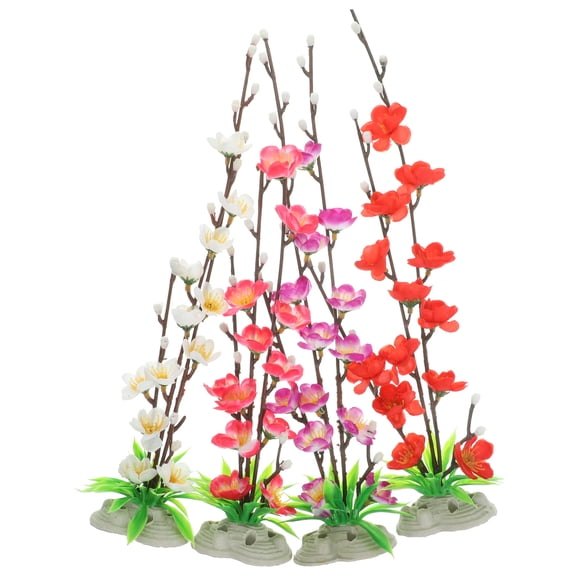 BESTYASH 4-Piece Sashimi Plate Decoration Set with Realistic Artificial Flowers, Assorted Colors for Elegant Table Display