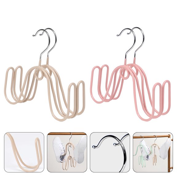 BESTYASH 4Pcs Shoes Hanging Storage Rack Stainless Steel with Superimposed Suspension for Drying