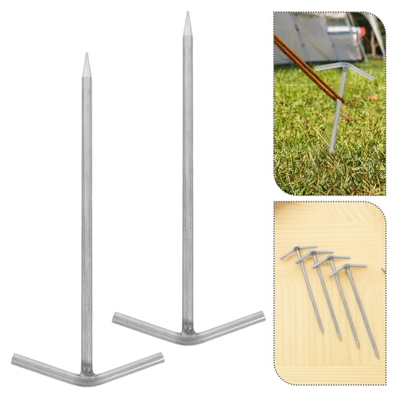 BESTYASH 4Pcs Reusable Steel Camping Stakes for Garden Grass Sand with Durable Wind Resistant Design