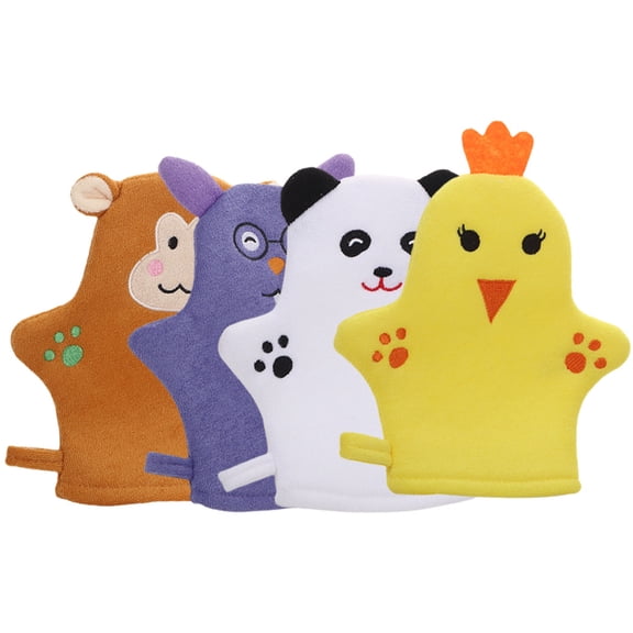 BESTYASH Body Scrubbing Glove Bath Mitts Polyester Assorted Color 4Pcs