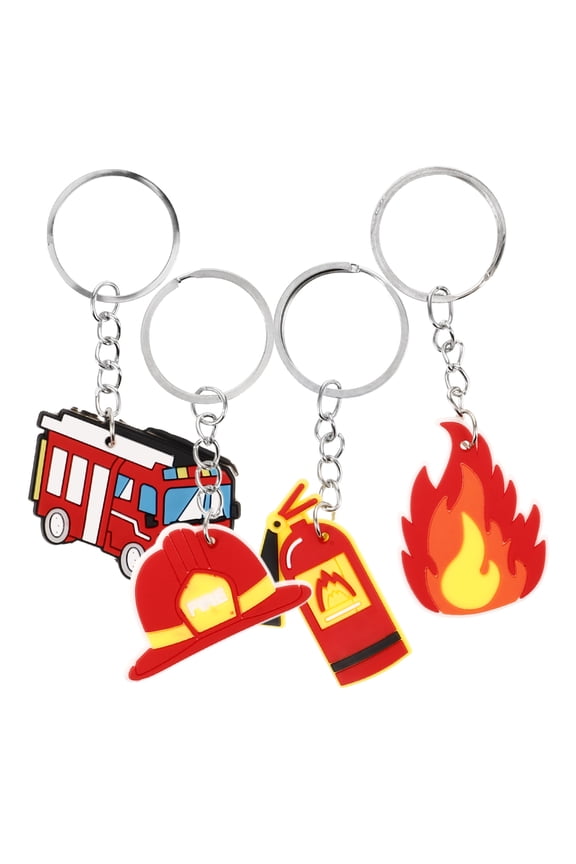 4Pcs Small Lightweight Firefighter Keychain Pendant for Bag Hanging Decorative Use