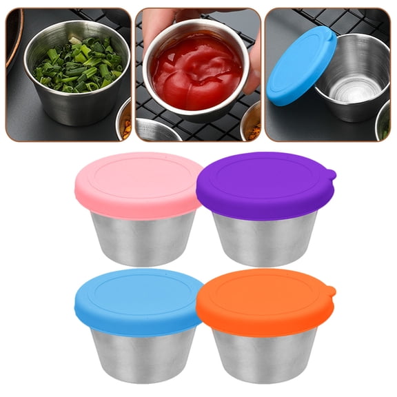 BESTYASH 4Pcs Small Sauce Containers with Airtight Lids for Kitchen and Restaurant Use